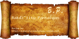 Bakálity Pantaleon névjegykártya